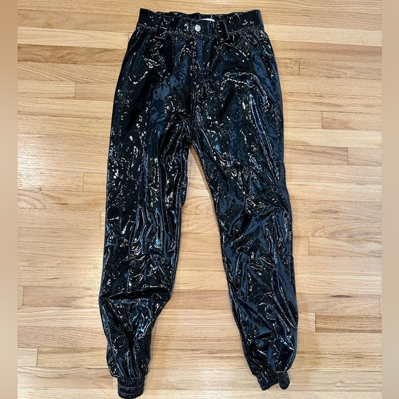 Black Patent Vinyl Trousers. - Picture 2 of 4